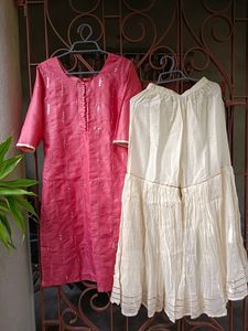 Branded New Beautiful Kurta And Flared Sharara Set