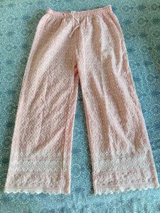 SALE:- Pink Embroidered Palazzo Pants