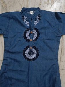 Denim Straight Kurta For Women