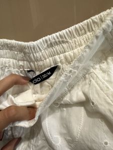 Chic White Embroidered Cargo Pants