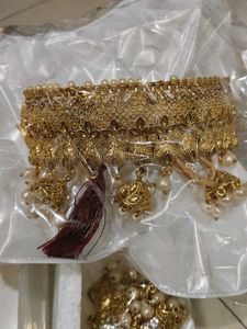 Exquisite Gold Tone Pearl bridal Jewellery Set