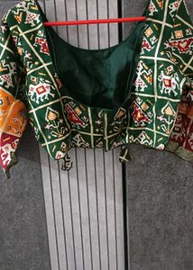 Green patola  Print Silk Blouse