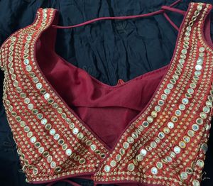 Embroidered Red Ethnic Blouse