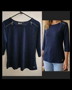 Sparkly Navy Blue 3/4 Sleeve Top