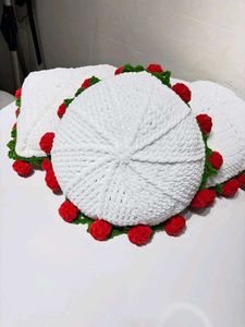 crochet rose pillow