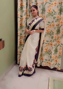 Elegant White Saree With Stech Designer Blouse