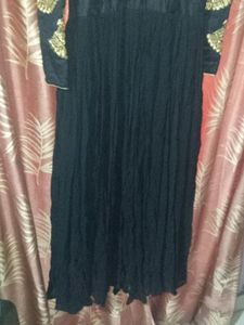 Embroidered Black &amp; Gold Party Dress