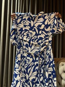 Stylish Blue White Abstract Print Dress