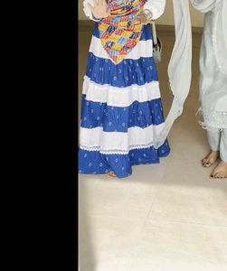 Boho Blue &amp; White Tiered Skirt