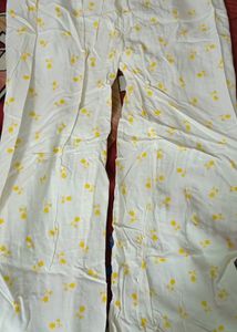 Plazzo Pant -White And Yellow- M Size