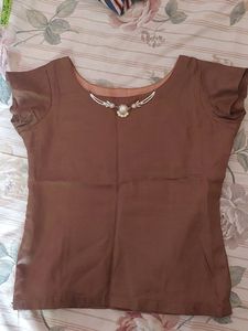 Brown Crop Top  For Women