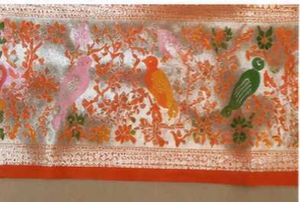 Benarasi Orange Floral Saree