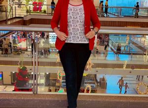 Red Blazer with Printed Top