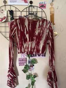 Chic Bell Sleeve Abstract Print Top