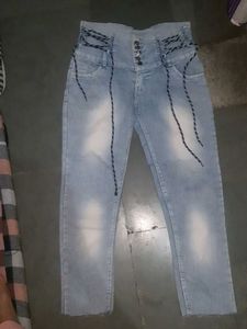 High Waisted Lace-Up Jeans