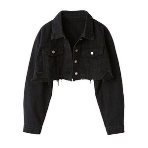 Black Cropped Denim Jacket