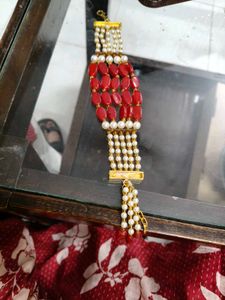 Coral and Pearl Beaded Bracelet