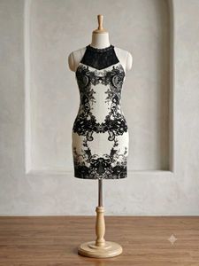 🔥Lace Trimmed Halter Dress
