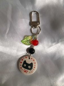 Cute handcrafted clay Cat Keychain / bag ch