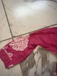 Vibrant Pink Floral Print Kurta