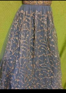 bust 40 Elegant Embroidered Grey Ethnic Gown