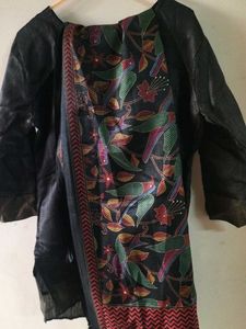 Black Kurta with Printed Dupatta