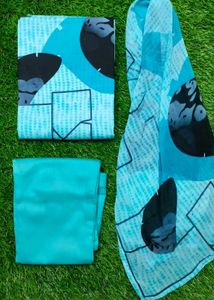 Ibadat- 3 Piece Sky Blue Printed Kurta Set - Custo