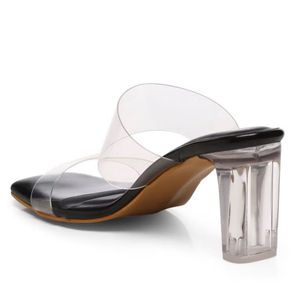 Clear Strap Block Heels