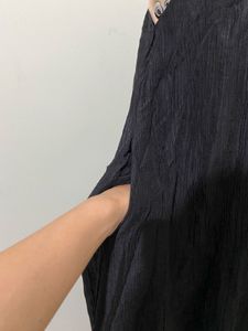 Crinkled Black Halter Neck Dress