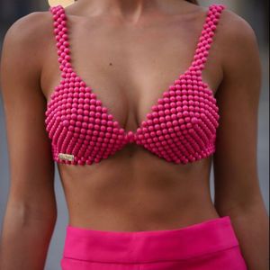 Orange Handmade Beaded Bikini Top