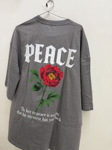 Shein Grey Graphic T-Shirt with Rose Print