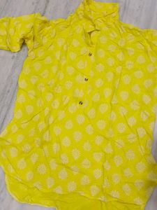 Vibrant Yellow Printed Kurta