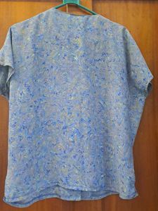Blue Abstract Print Top