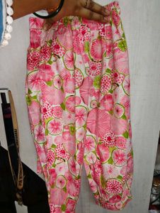 Funky Pink Fruit Print Ruffled top and pant