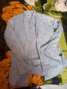 Men's Blue Printed Casual Shirt