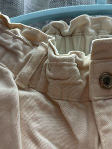 ZARA Cream Paperbag Waist Pants