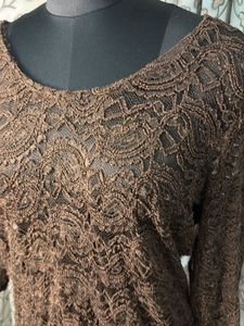 Elegant Brown Lace Top
