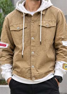 V-CHANGE Stylish Beige Distressed Hooded Jacket