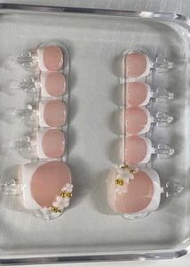 French Tip Press-On Toe Nails
