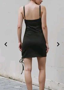 Chic Black Lace-Up Slip Dress