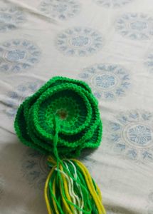 Handmade Crochet Green Spiral Decor
