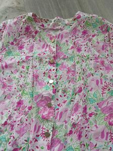 Floral Print Button-Up Blouse