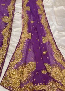 Exquisite Embroidered Purple Saree