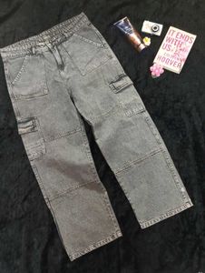Grey Baggy Cargo Jeans