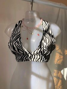 Zebra Print Halter Top