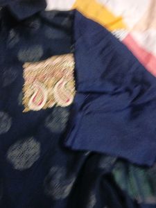 Embroidered Navy Blue kurta