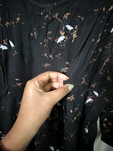 Black Printed Maternity Gown