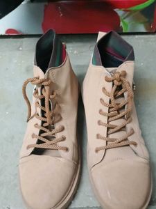 Stylish Beige Lace-Up Boots