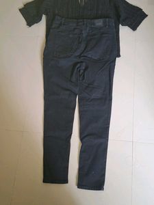 Chic Black Top &amp; Jeans Set