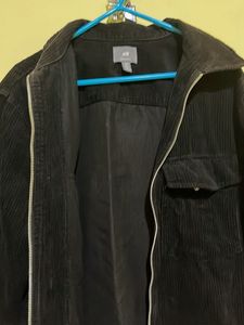 Black Corduroy Zip-Up Jacket